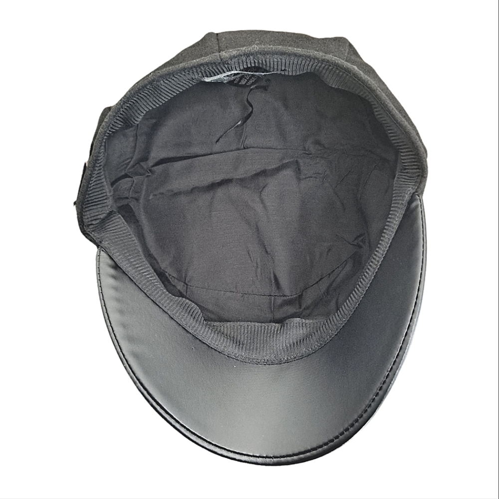 Women's Baker boy black faux leather fabric soft hat cap casual beret new - Picture 12 of 16